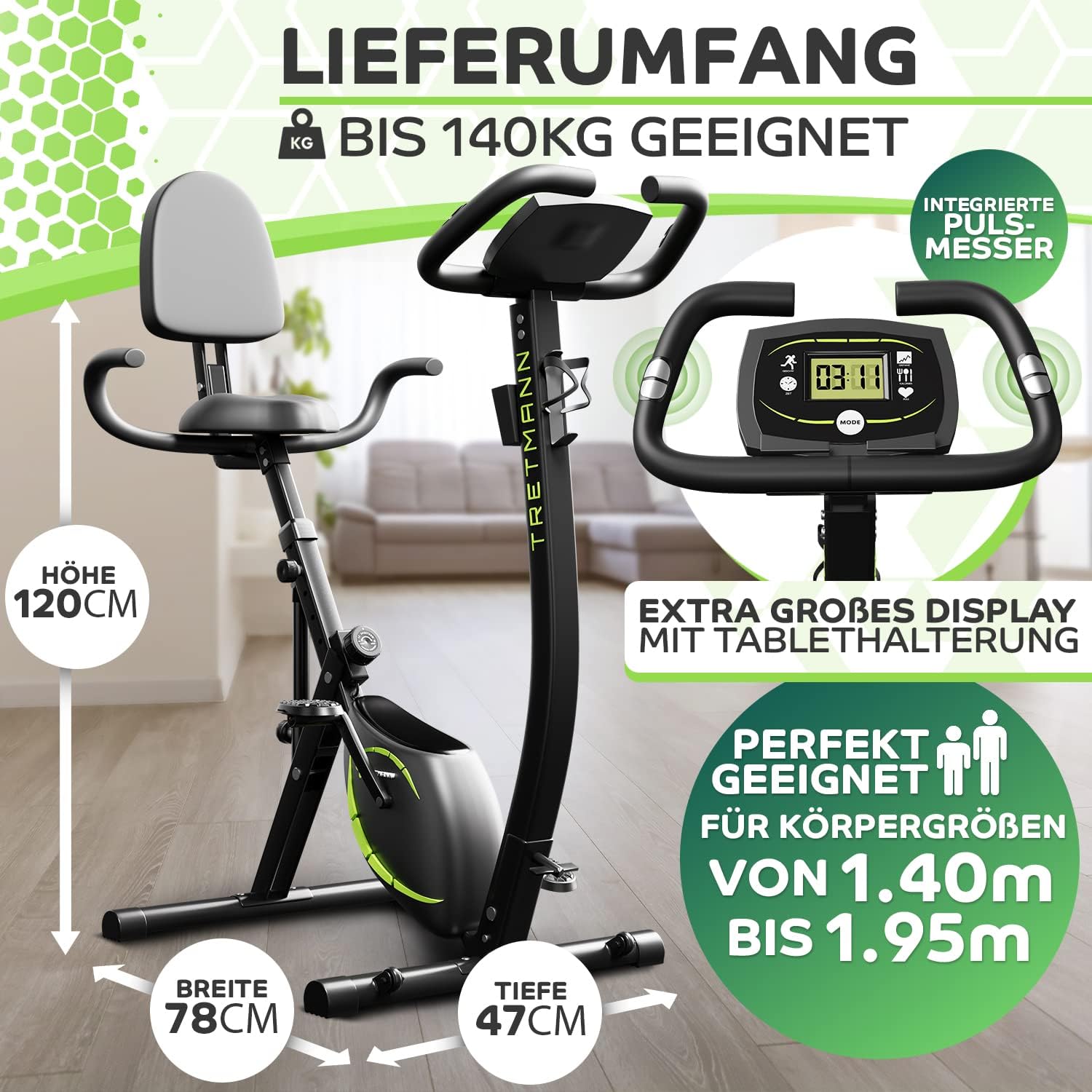 ergometer heimtrainer fahrrad Tretmann RIDE - Heimtrainer mit tiefem Einstieg