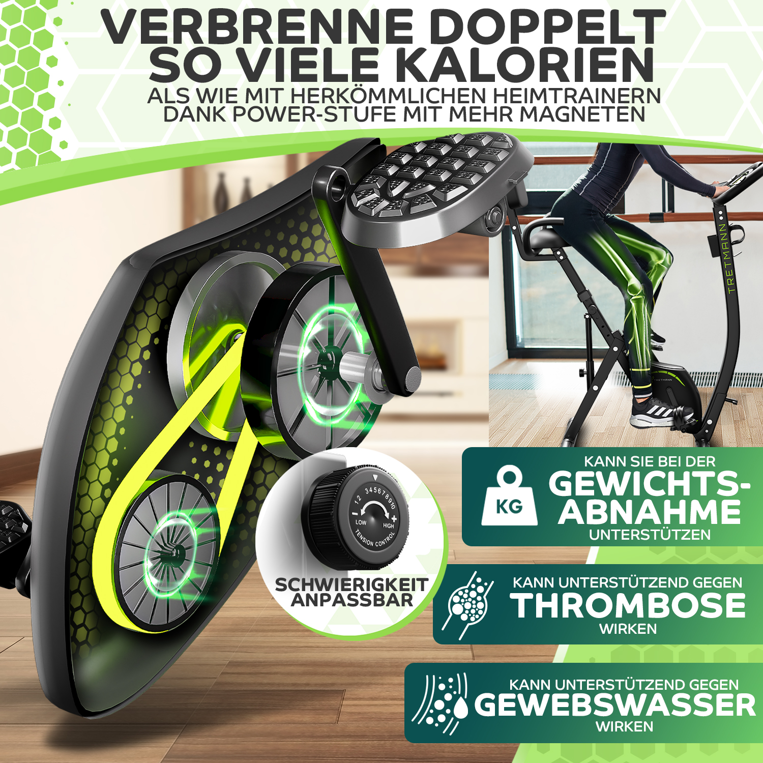 tretmann neu 3in1 heimtrainer fahrrad klappbar Tretmann RIDE - Heimtrainer mit tiefem Einstieg