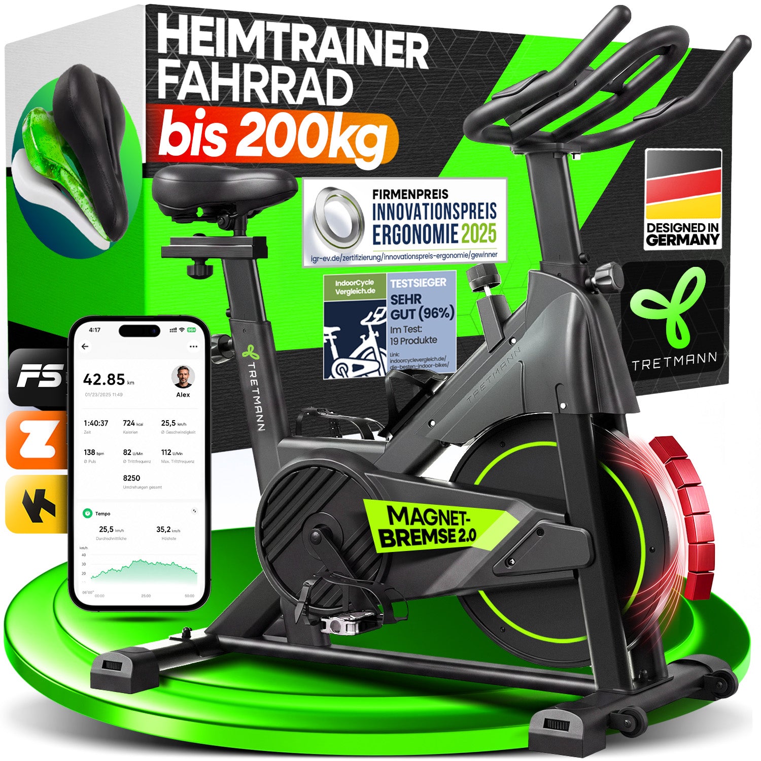 NEU | Tretmann Rapid - Speedbike bis 200 kg belastbar + App